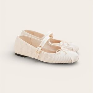 Logan Cream Corduroy Mary Jane Ballet Flats